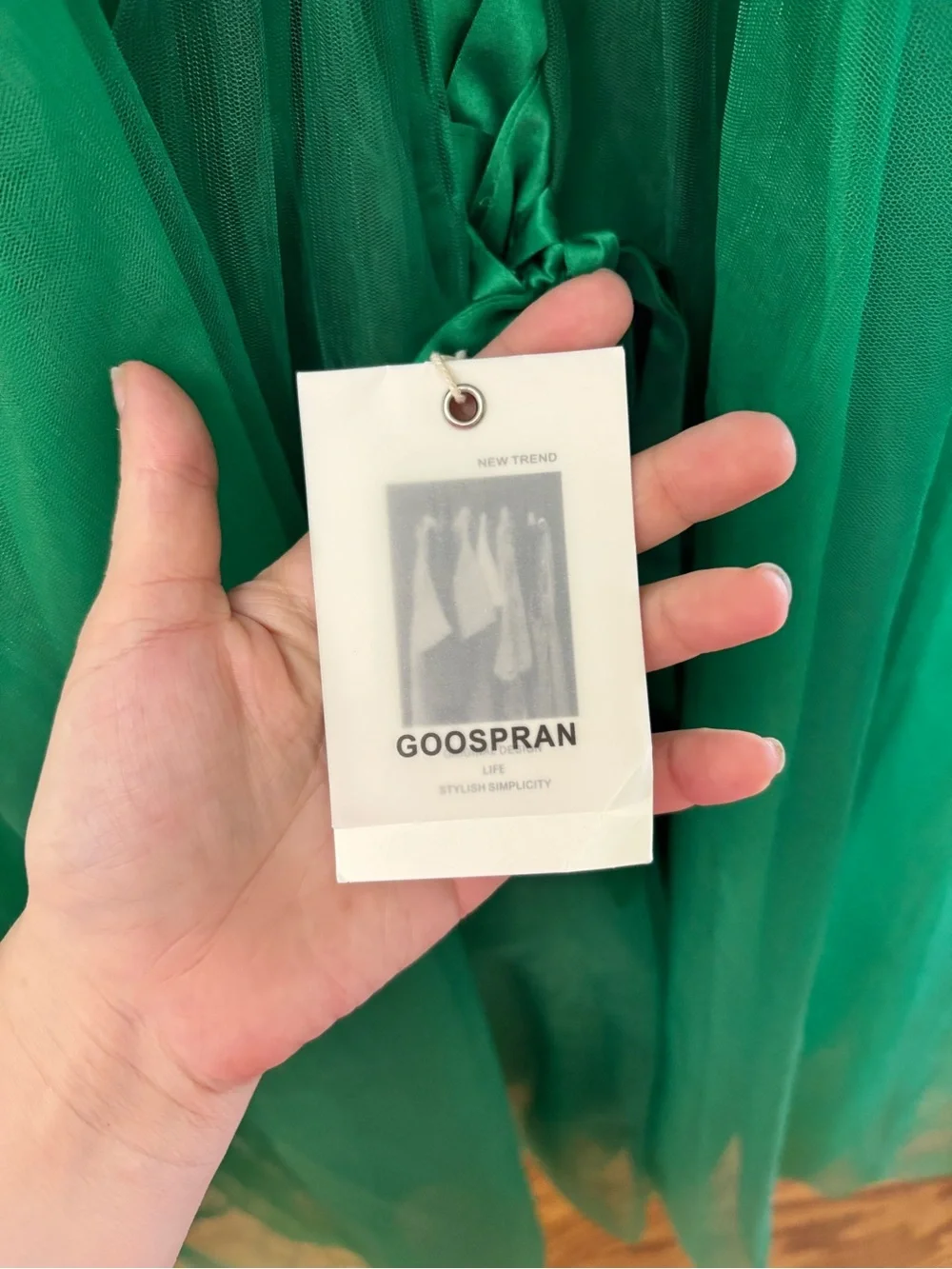 NWT Green Midi Tulle Spaghetti Strap Corset Back Formal Dress Women’s Size 8 - Picture 5 of 9